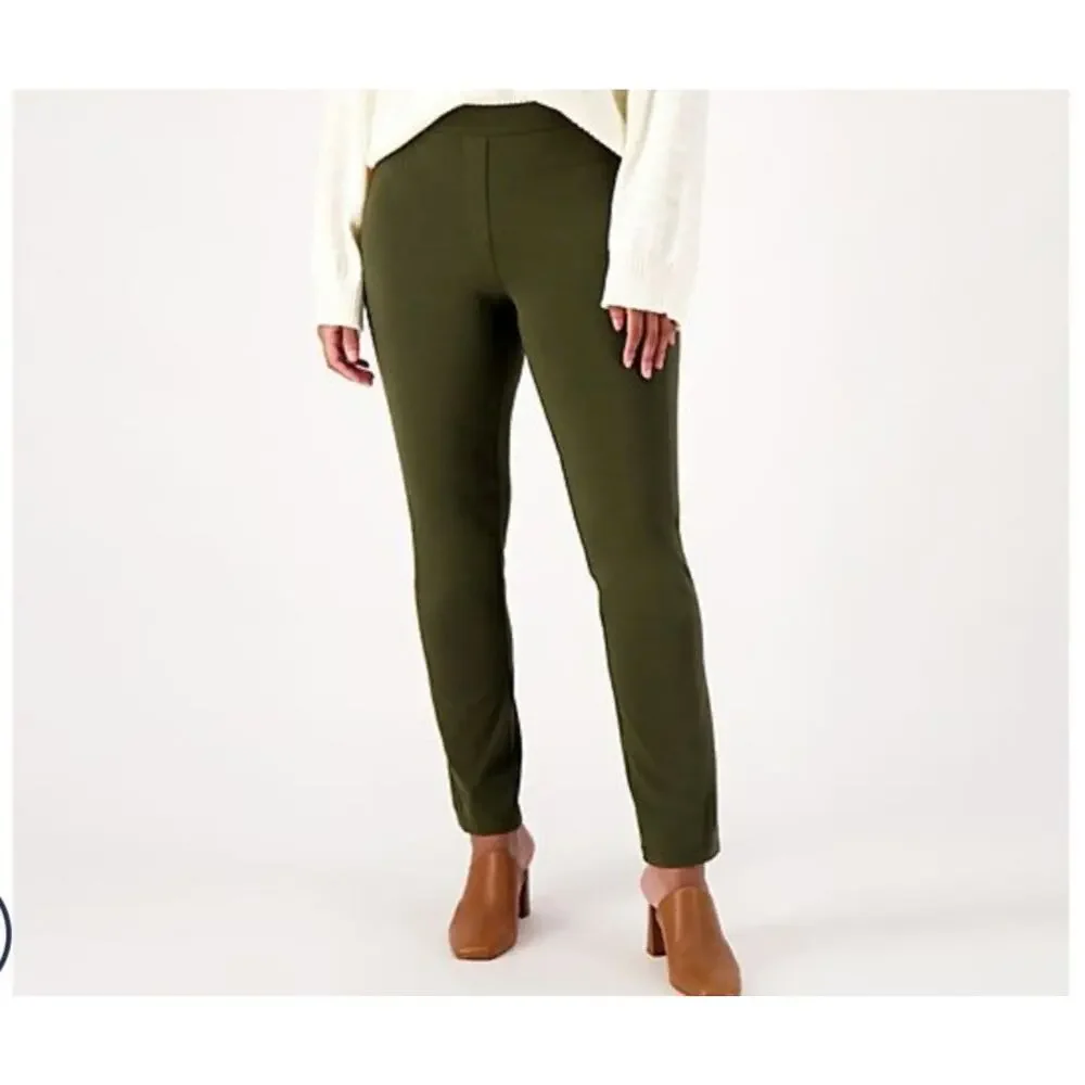 Susan Graver Large Olive Premium Stretch SlimLeg Ankle Pant A460690 NWOT Retired